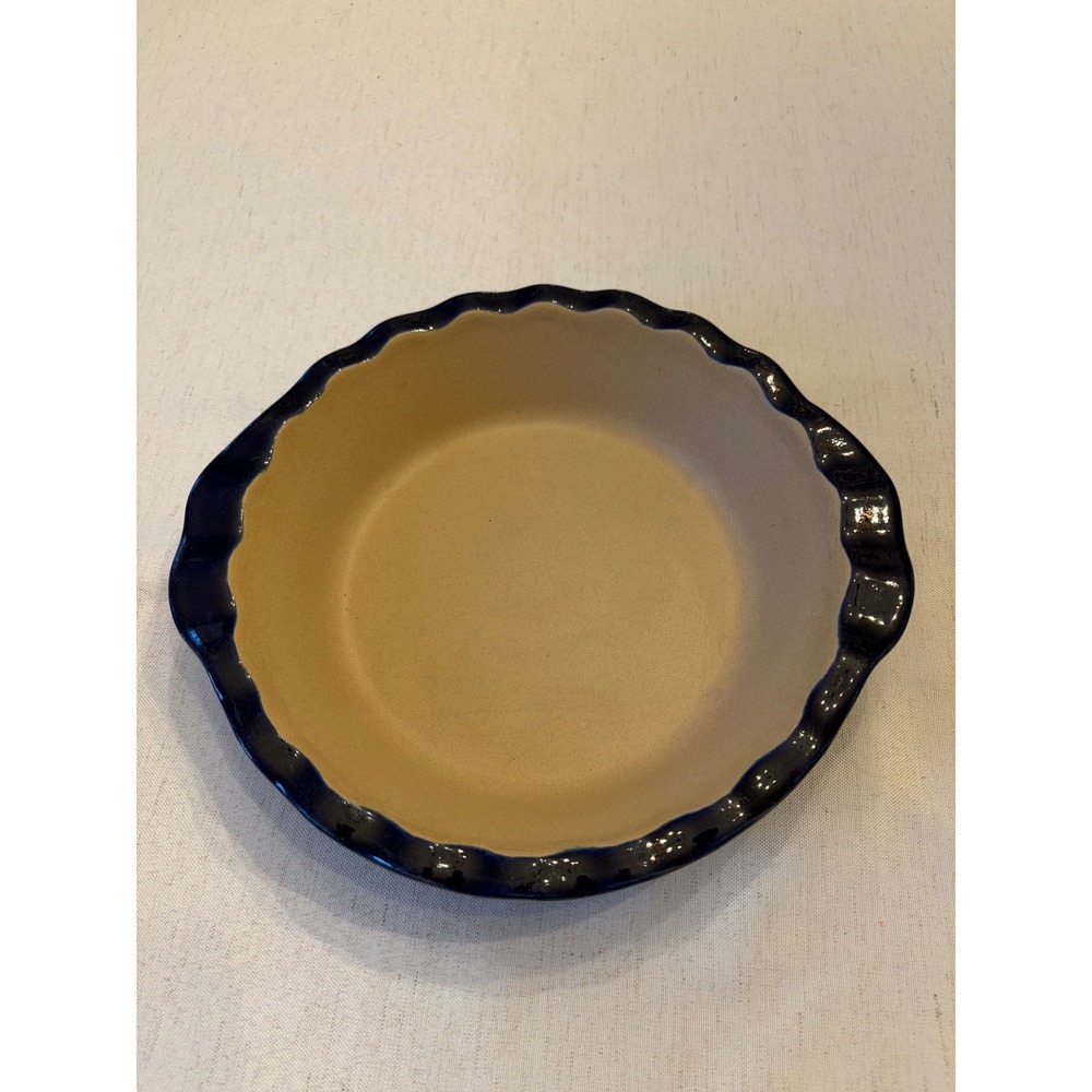 Pampered Chef Deep Dish Pie Plate Blue 9in Excellent Scalloped Stoneware